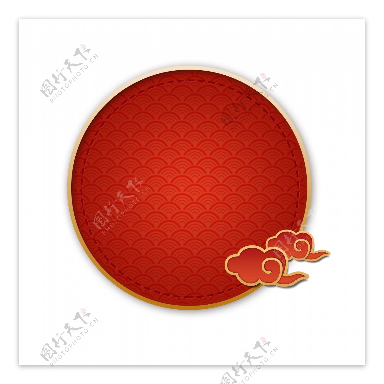 古风圆形中国红色节日标题栏春节边框