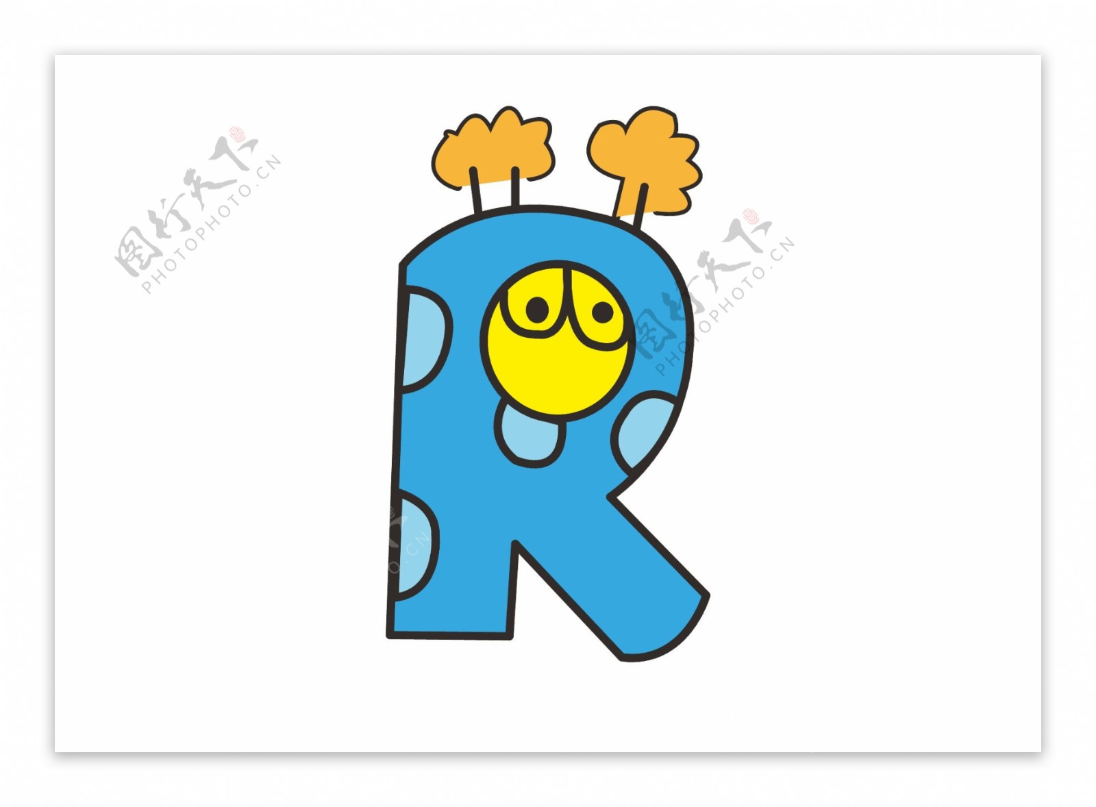 矢量卡通创意动物字母R