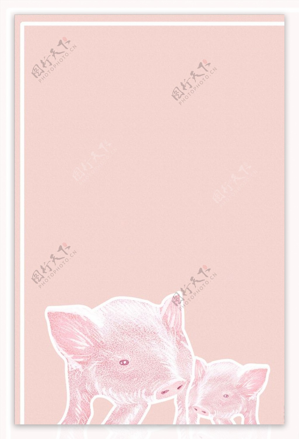 可爱粉色小猪趣味插画手绘背景配