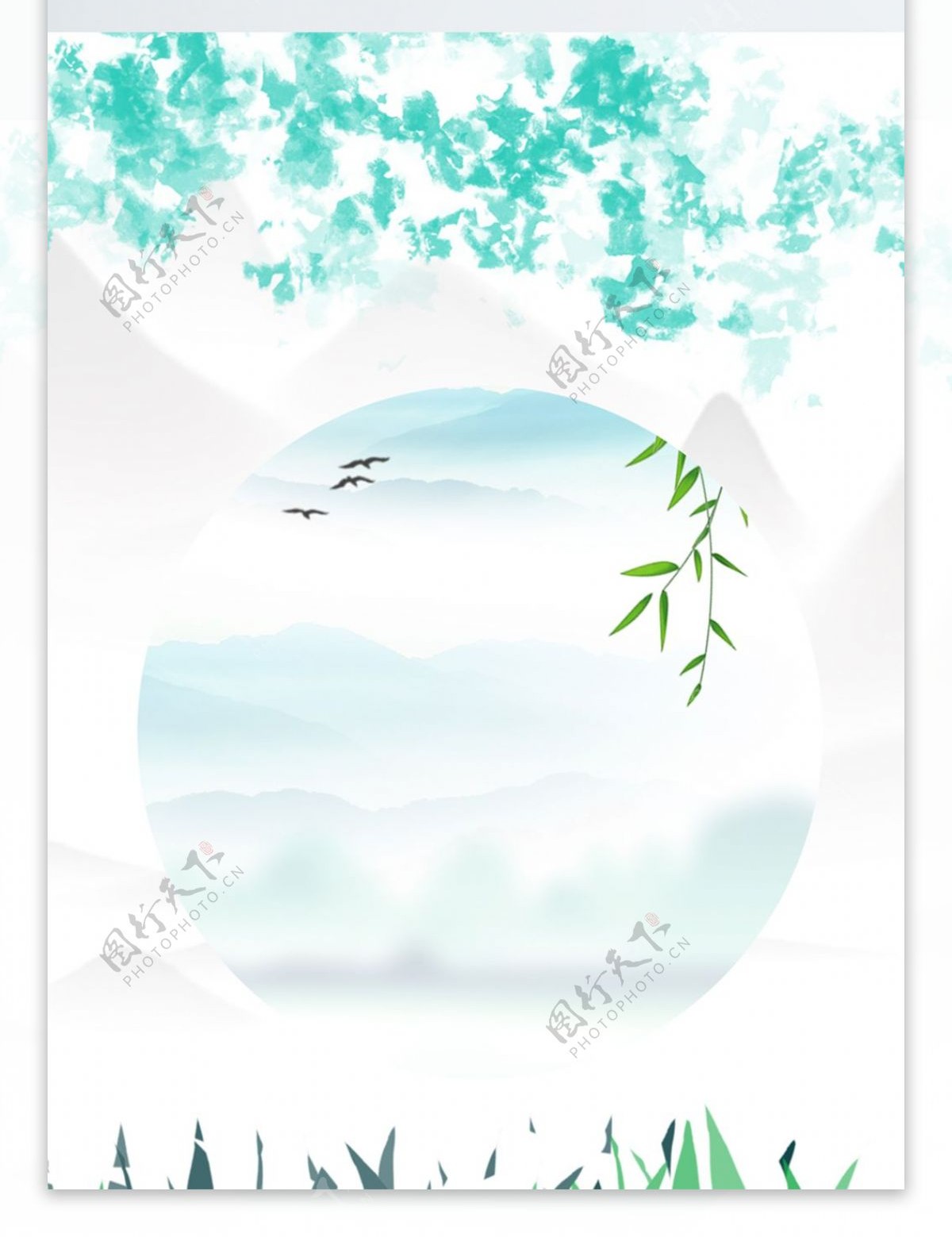 304287水彩风新中式花鸟装饰画