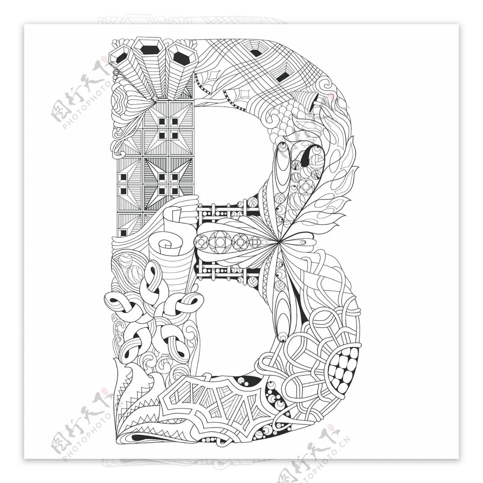 抽象创意花纹字母B