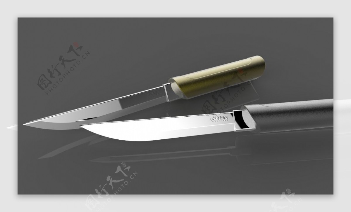 简约高端纯金属刀具外观设计3D模型stp