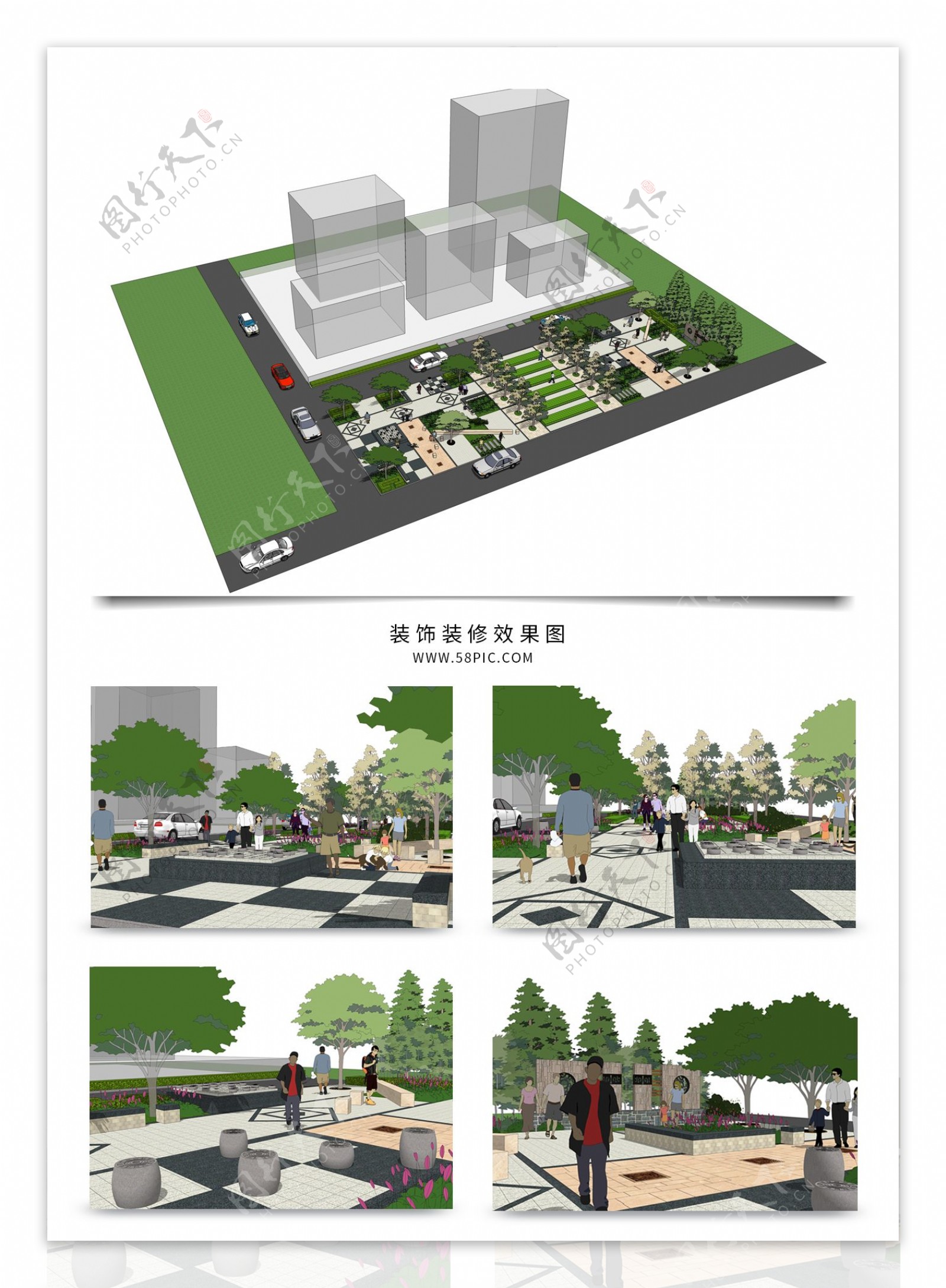 建筑区景观规划方案SU模型