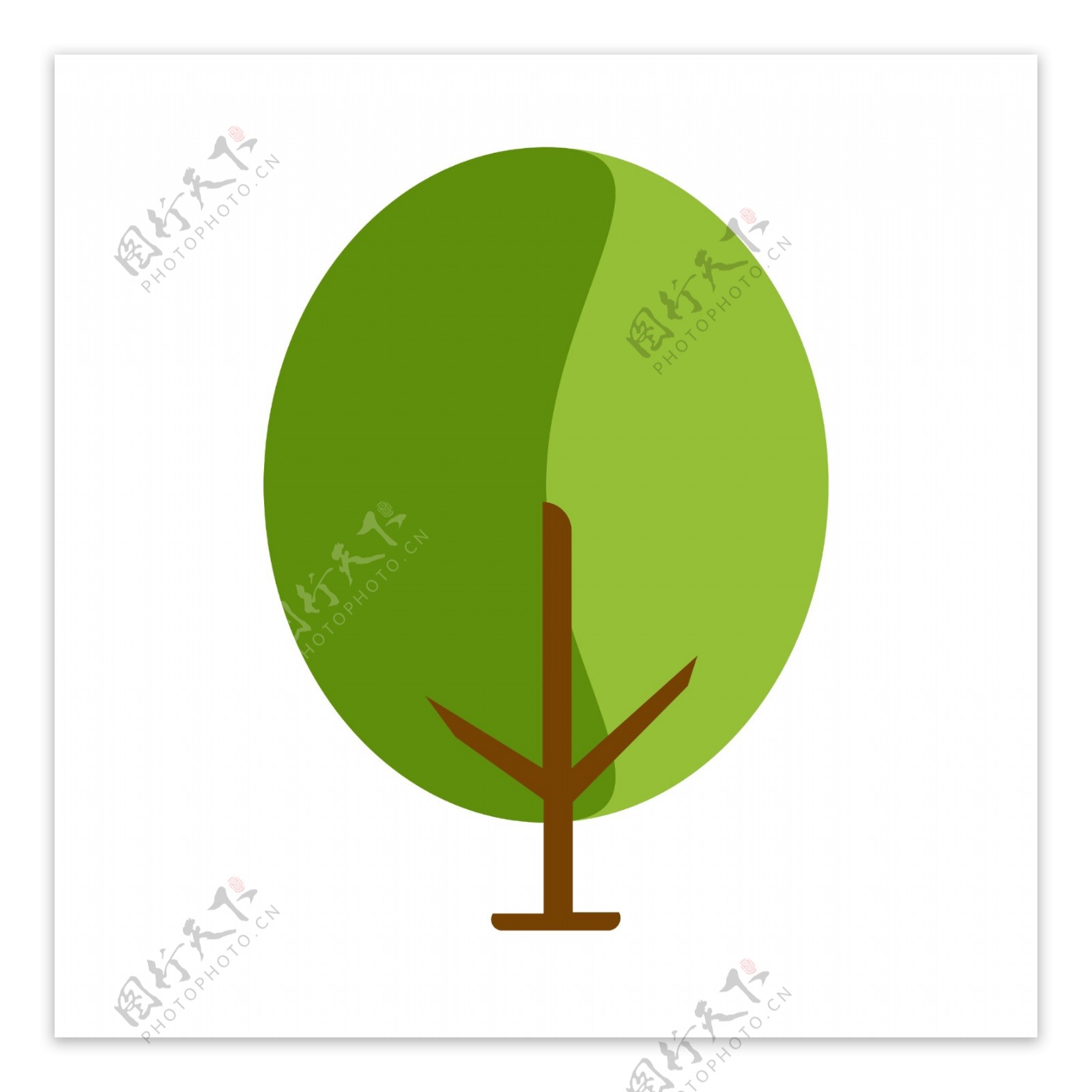 绿色卡通圆形大树