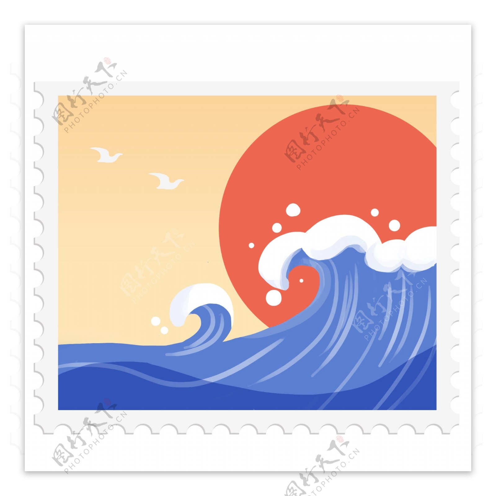 邮票海浪装饰