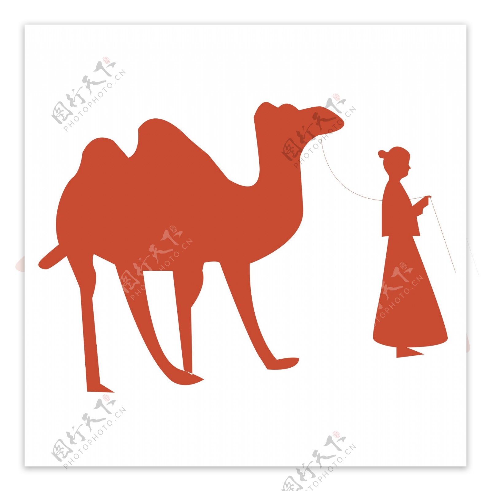 卡通简约骆驼和女孩装饰素材