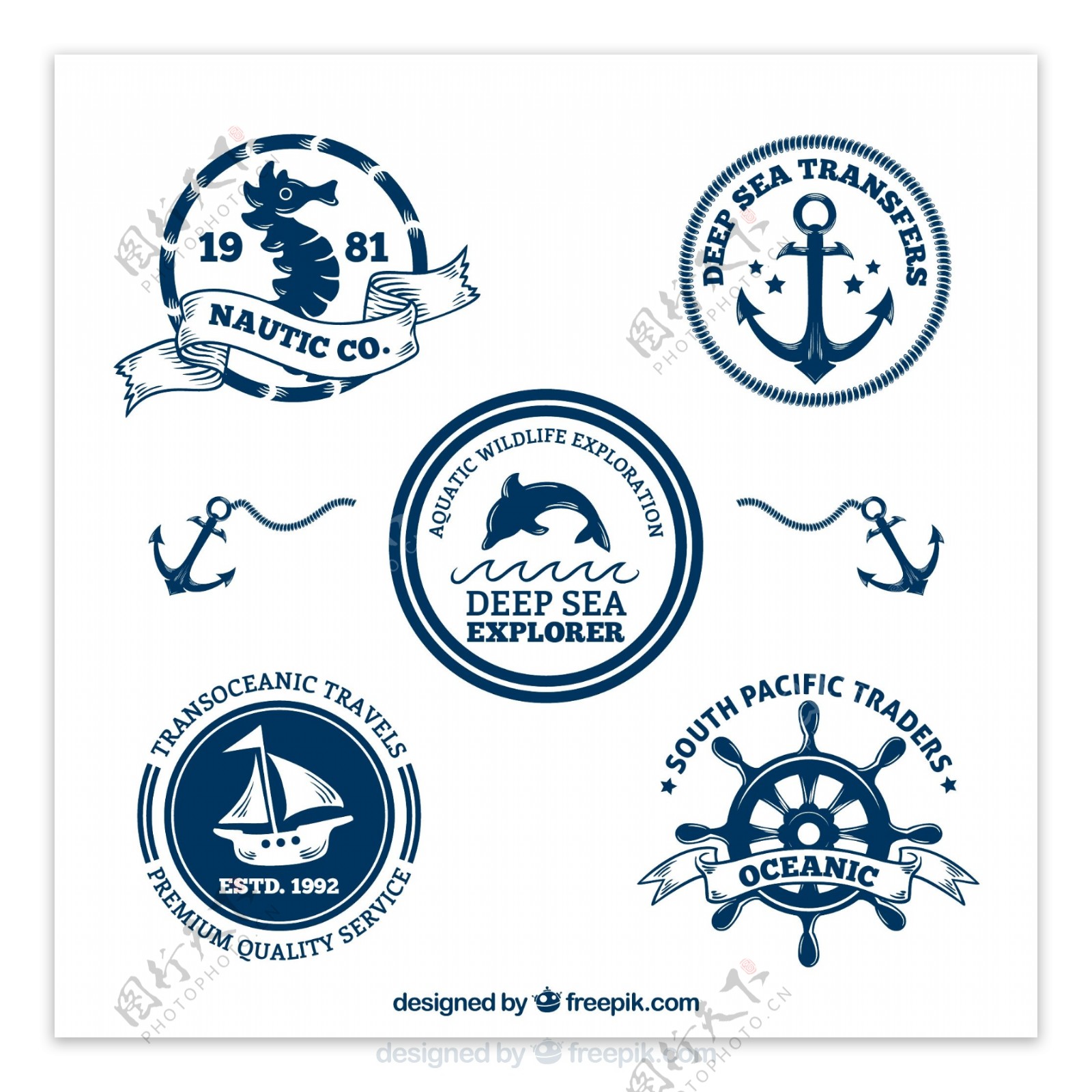深蓝色航海徽章