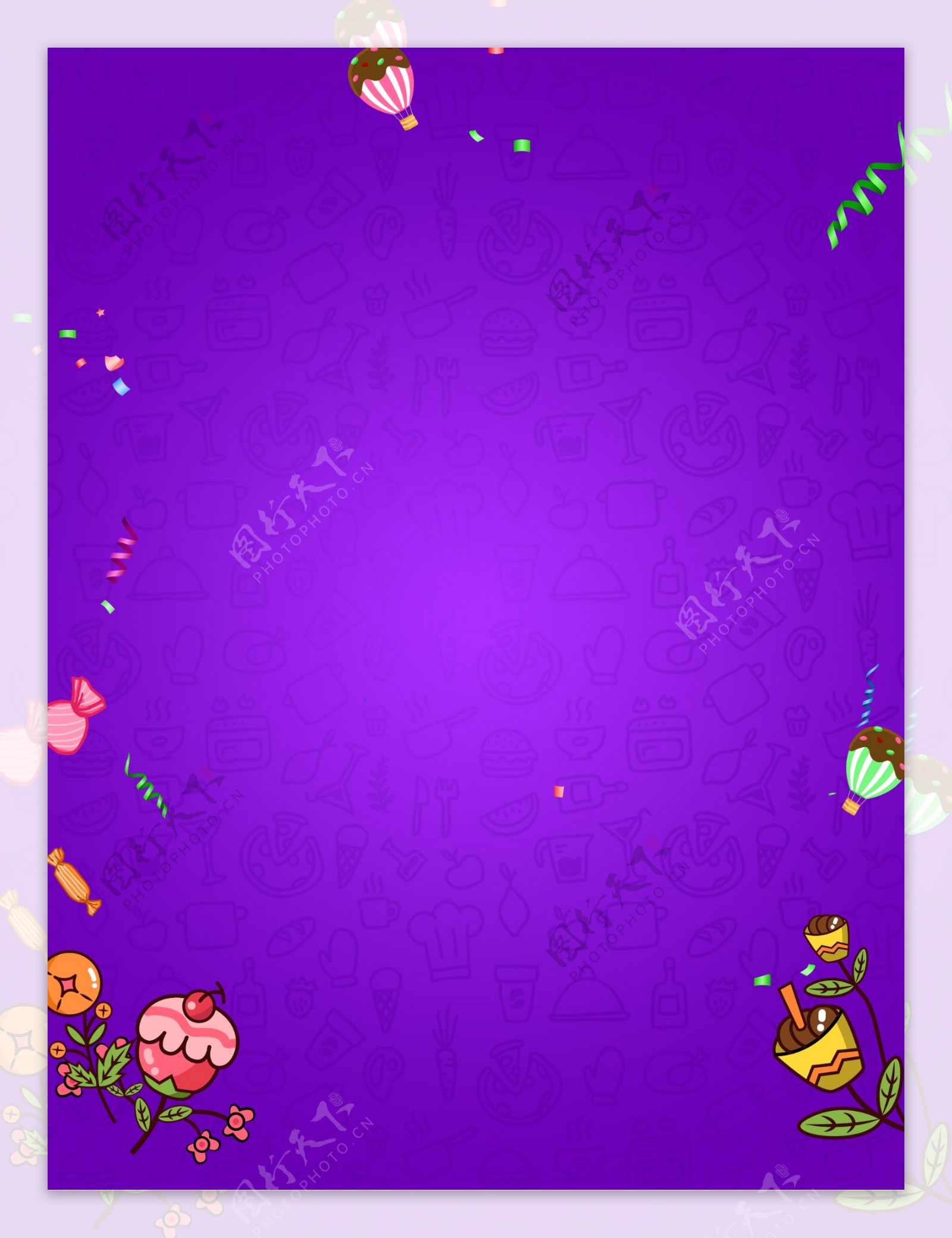 简约紫色系夏季甜品背景设计