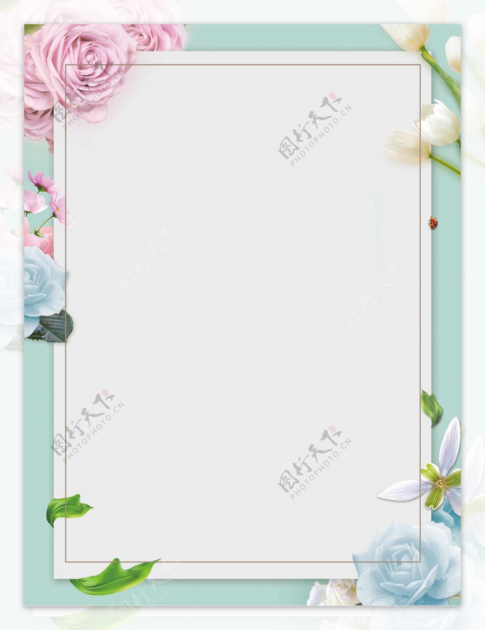 清新夏季花朵边框背景设计