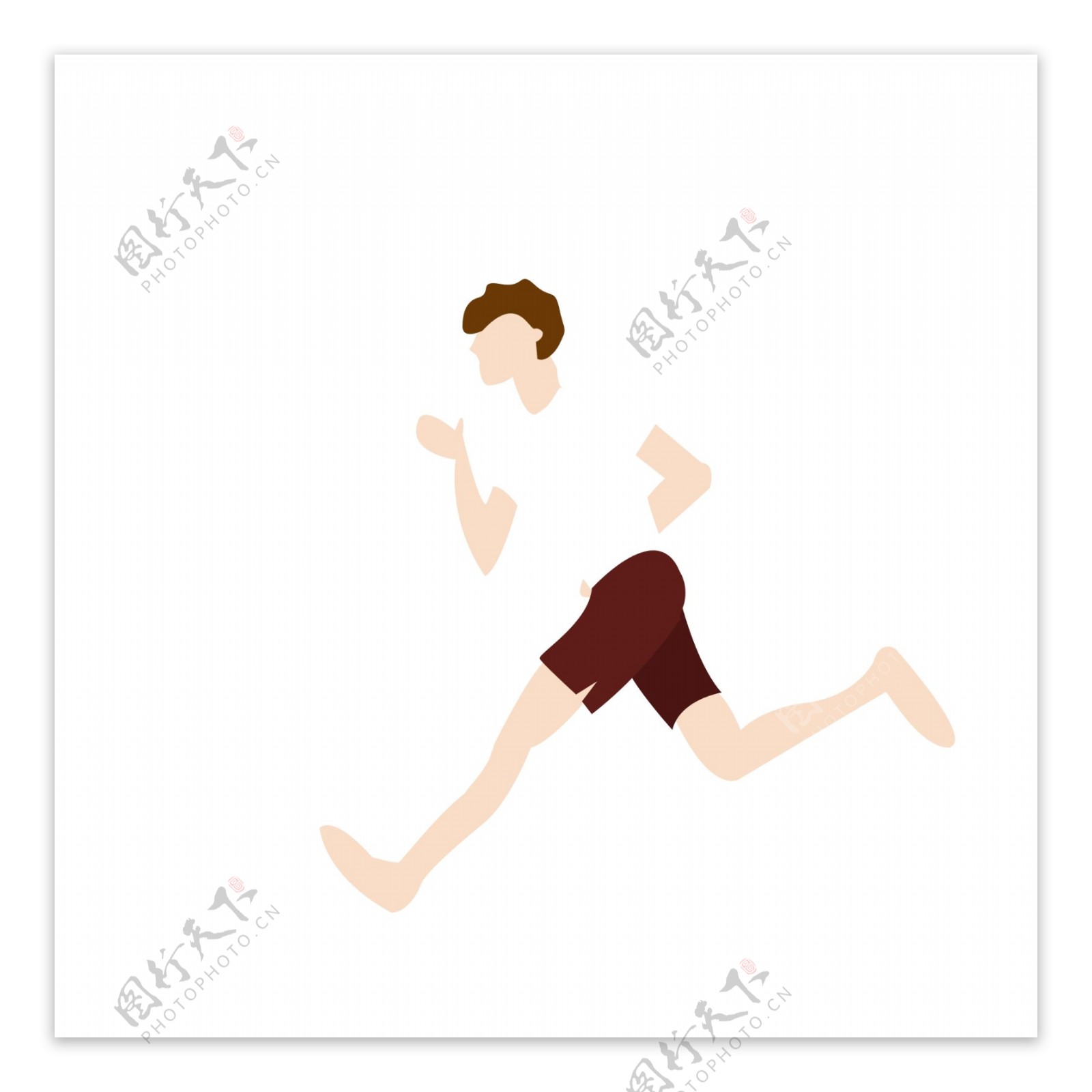 卡通简约跑步健身的男孩