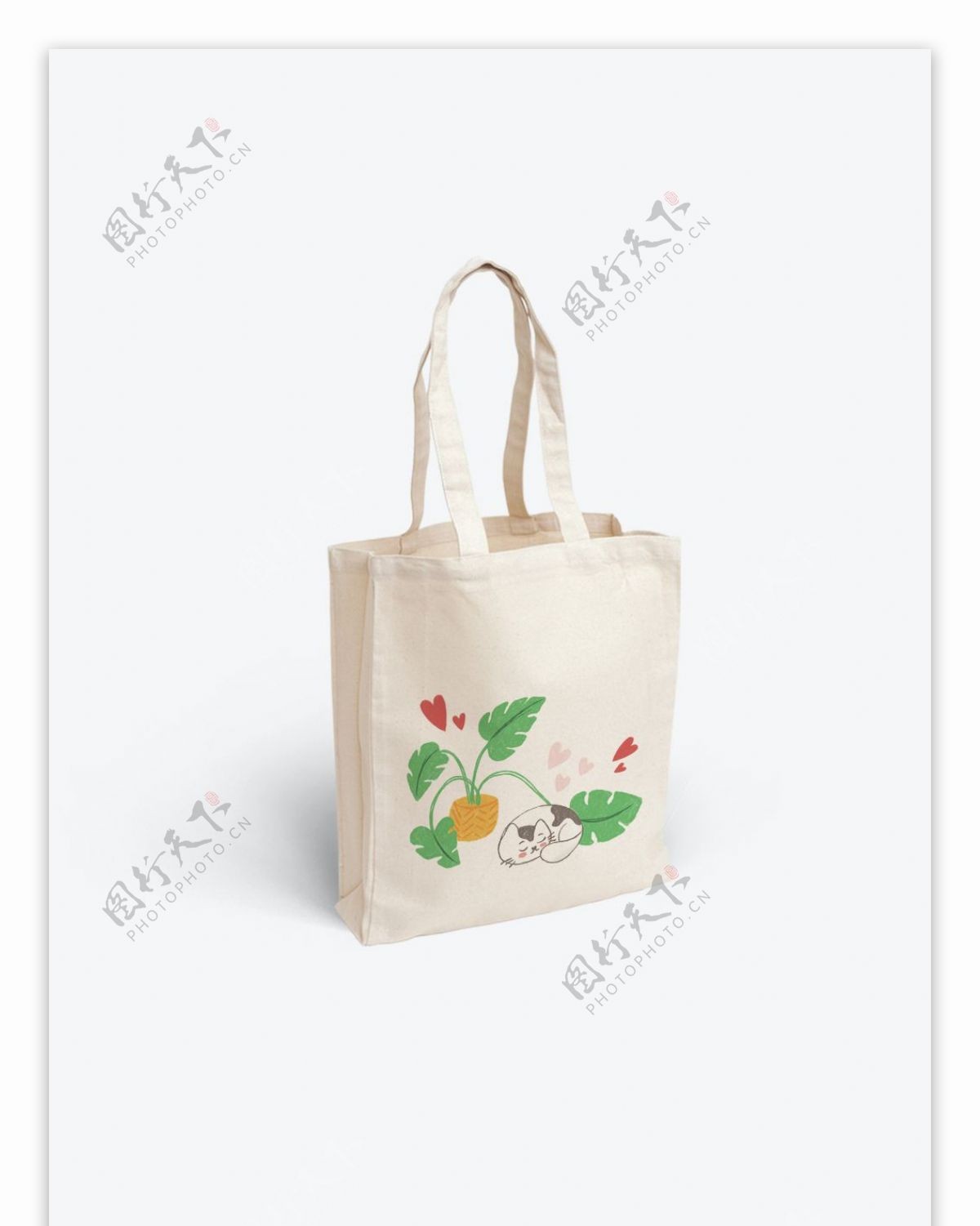 帆布袋包装设计绿植与萌猫系列简约小清新