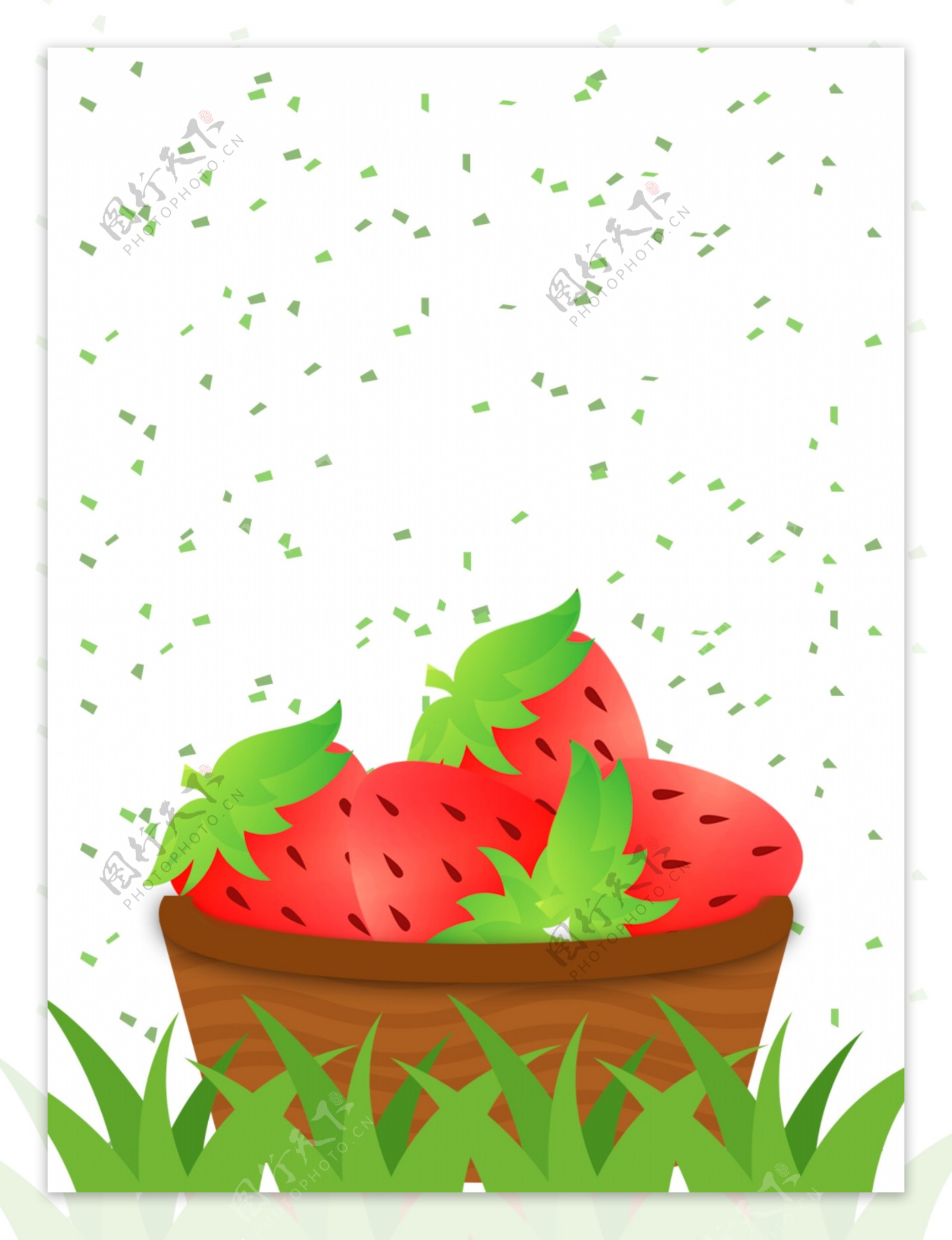水果美食草莓绿地简约风背景设计