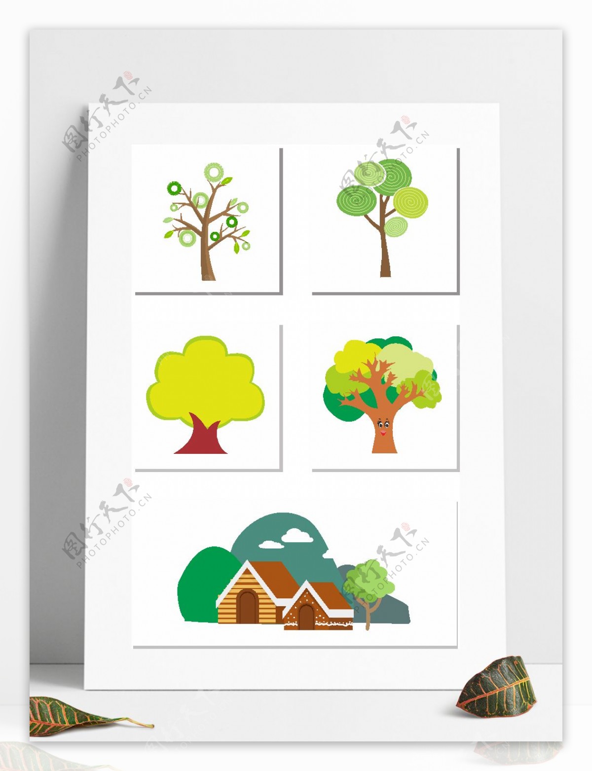 卡通树卡通房子矢量树小树大树抽象创意树