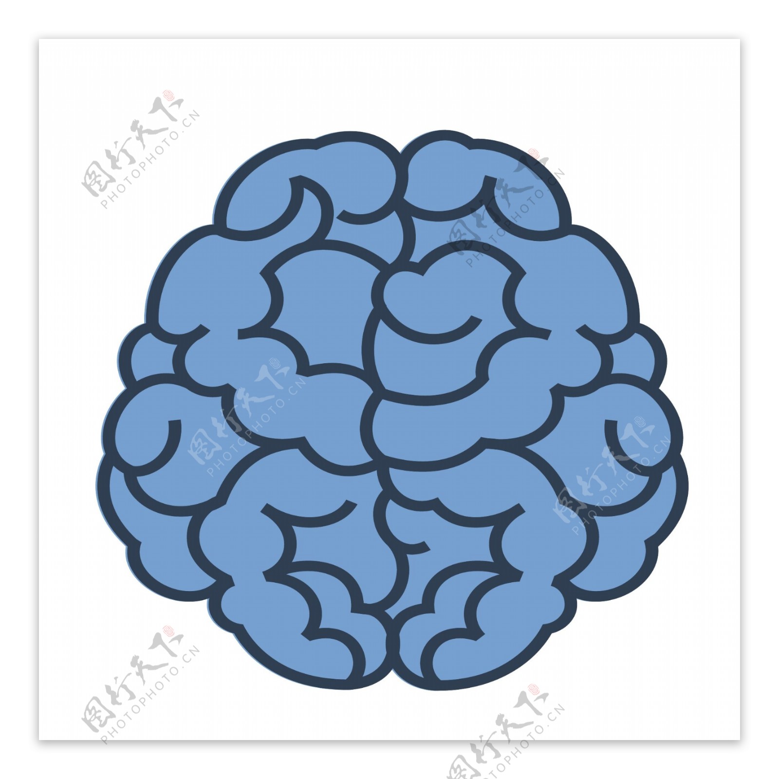 蓝色线条大脑插画