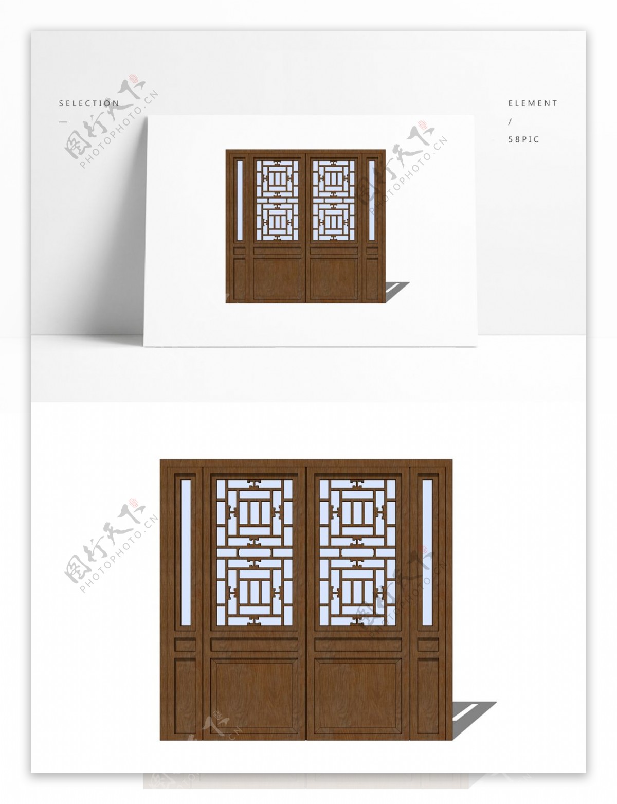 中式双扇传统木门