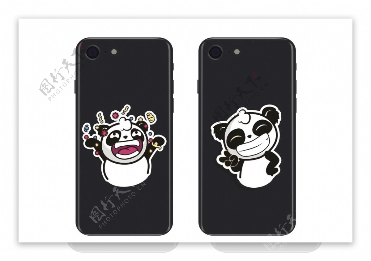 卡通熊猫情侣手机壳