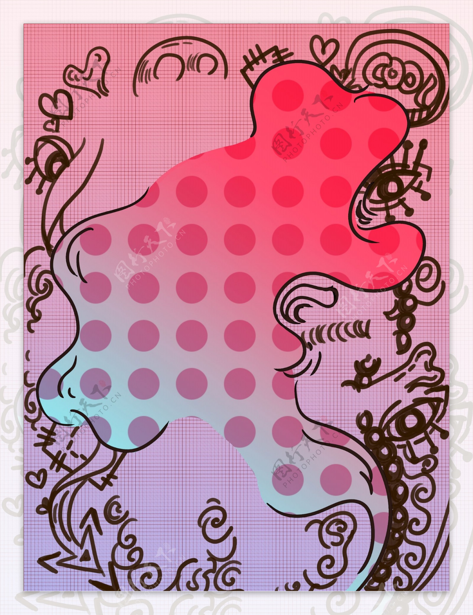 炫彩粉色母亲节人物画板背景