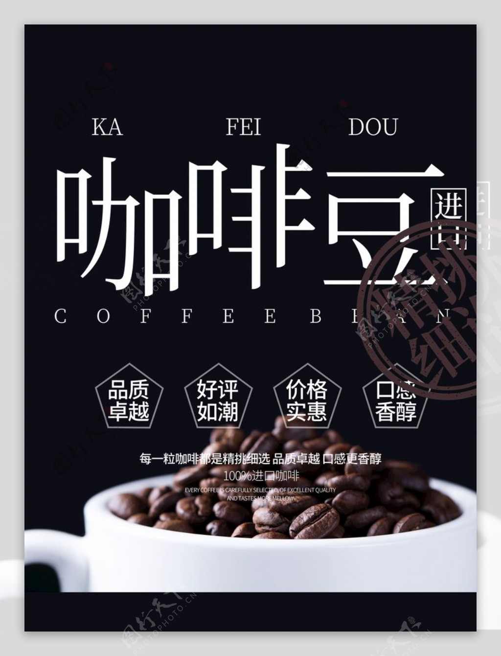 简约进口咖啡豆商业海报