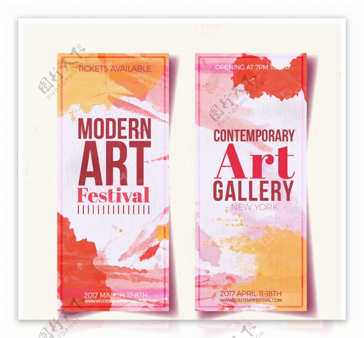 2款现代美术艺术展宣传矢量图
