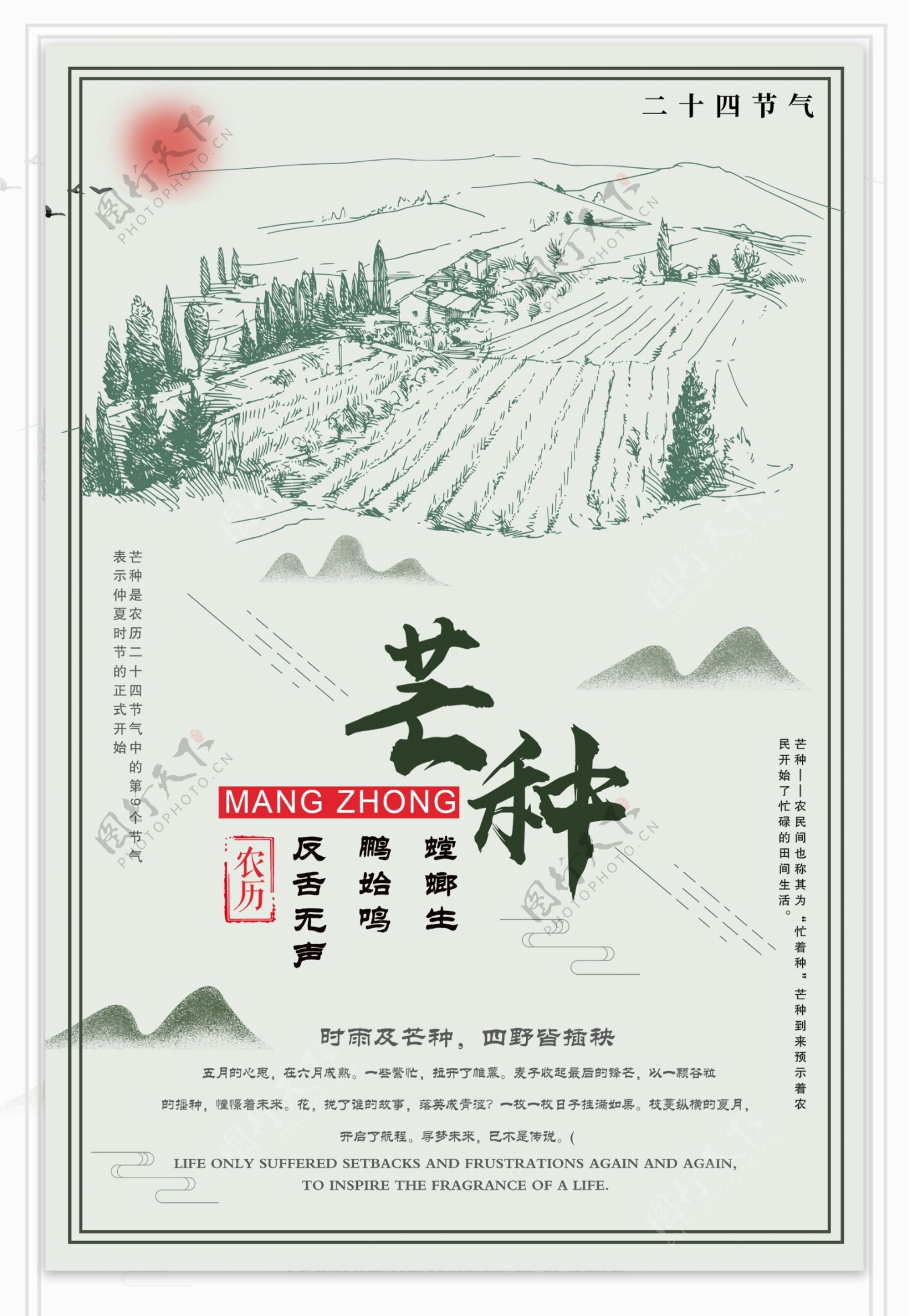 中国风芒种节气公益宣传海报