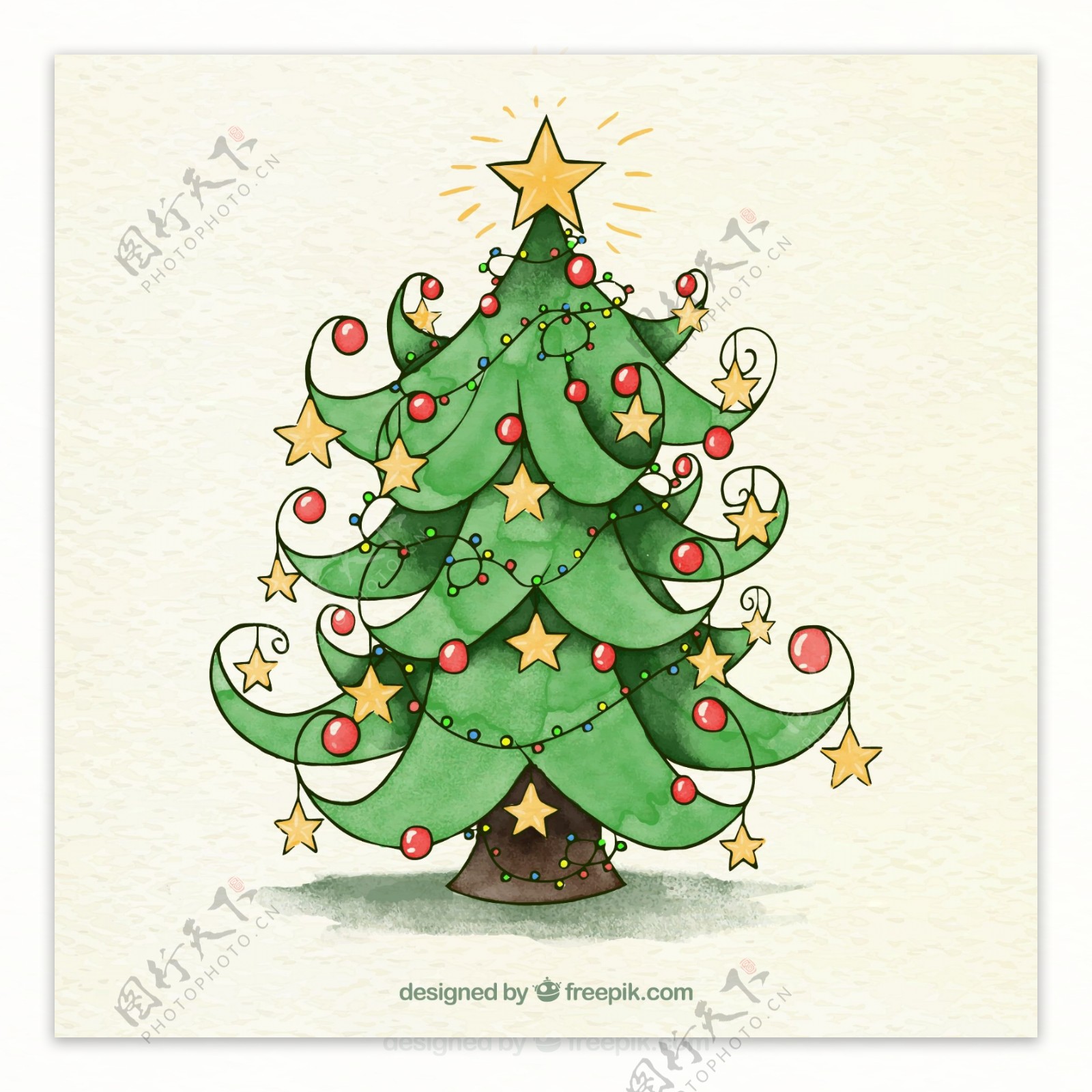 彩绘星星装饰圣诞树