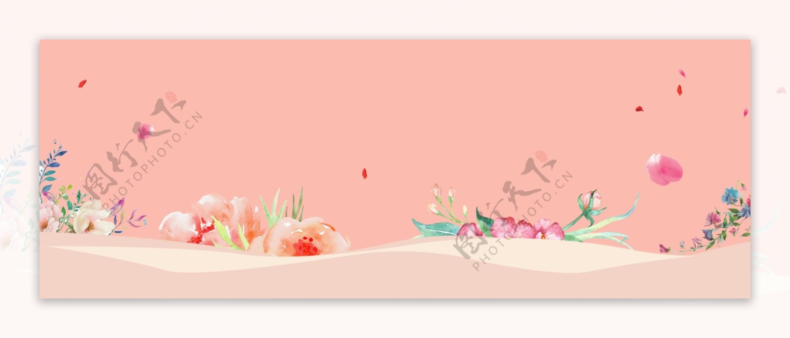 粉色清新花卉情人节背景