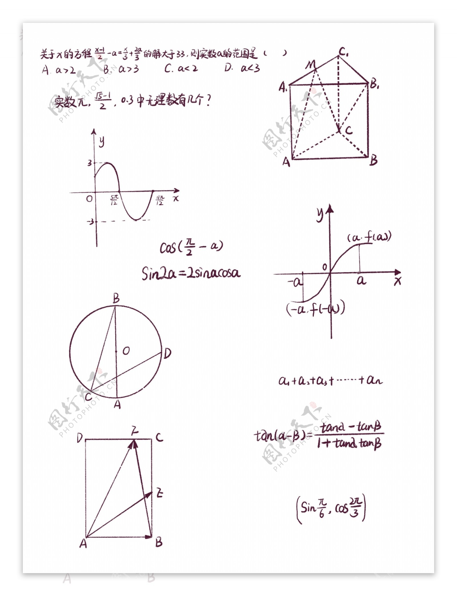 数学习题函数坐标轴曲线几何元素