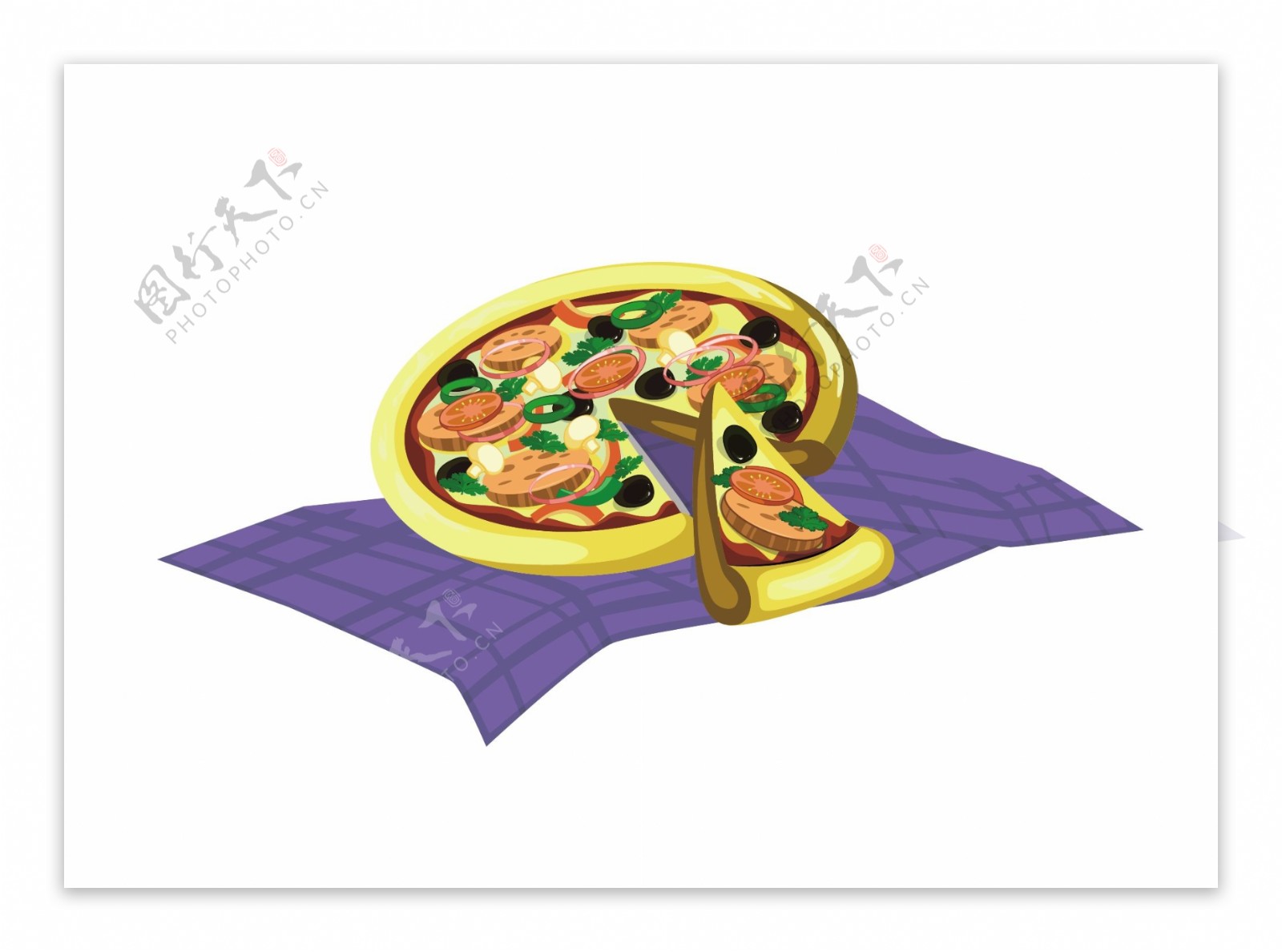 创意手绘美食披萨创意原创素材