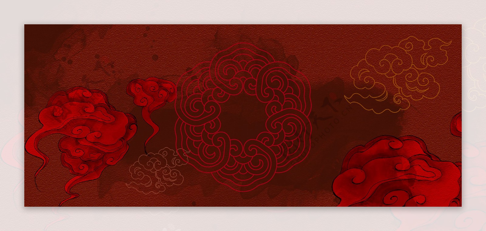 红色中国传统元素背景