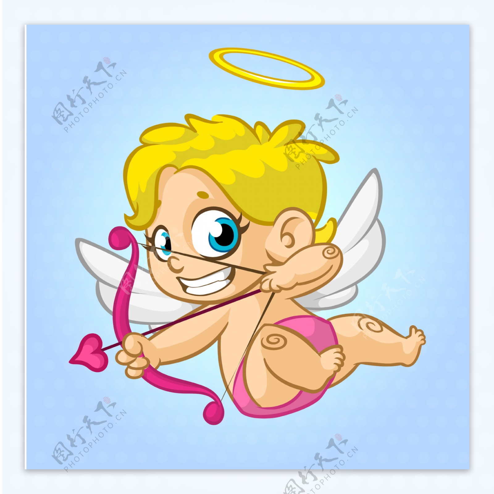 卡通小天使丘比特射爱心箭