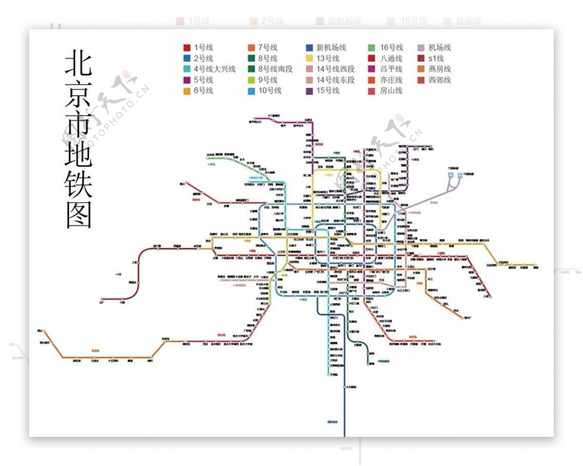 北京市地铁图矢量文字可编辑