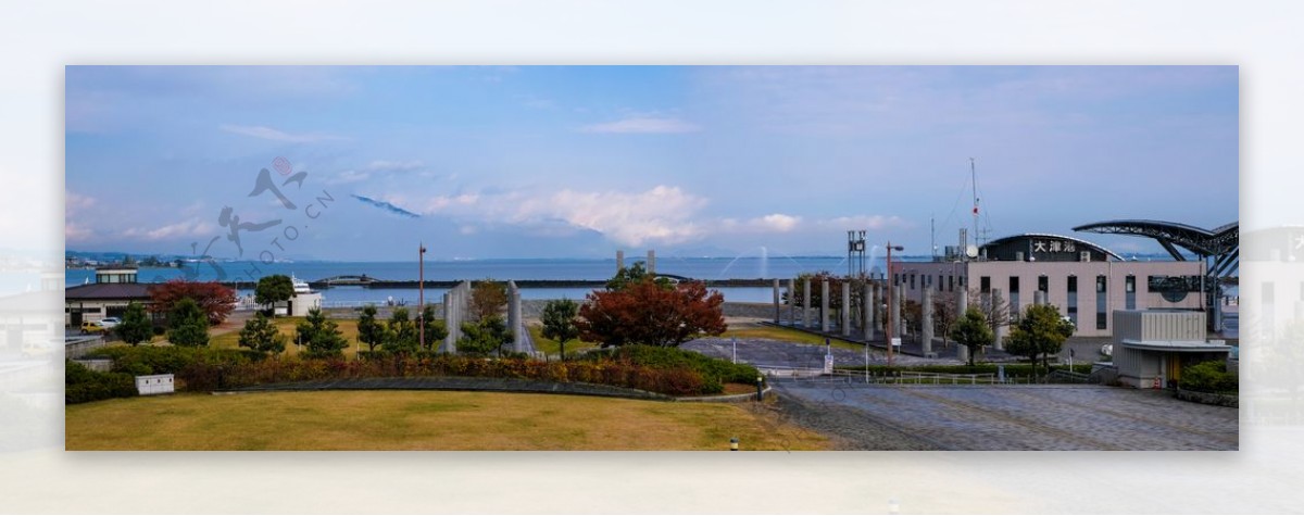 日本琵琶湖大津港全景