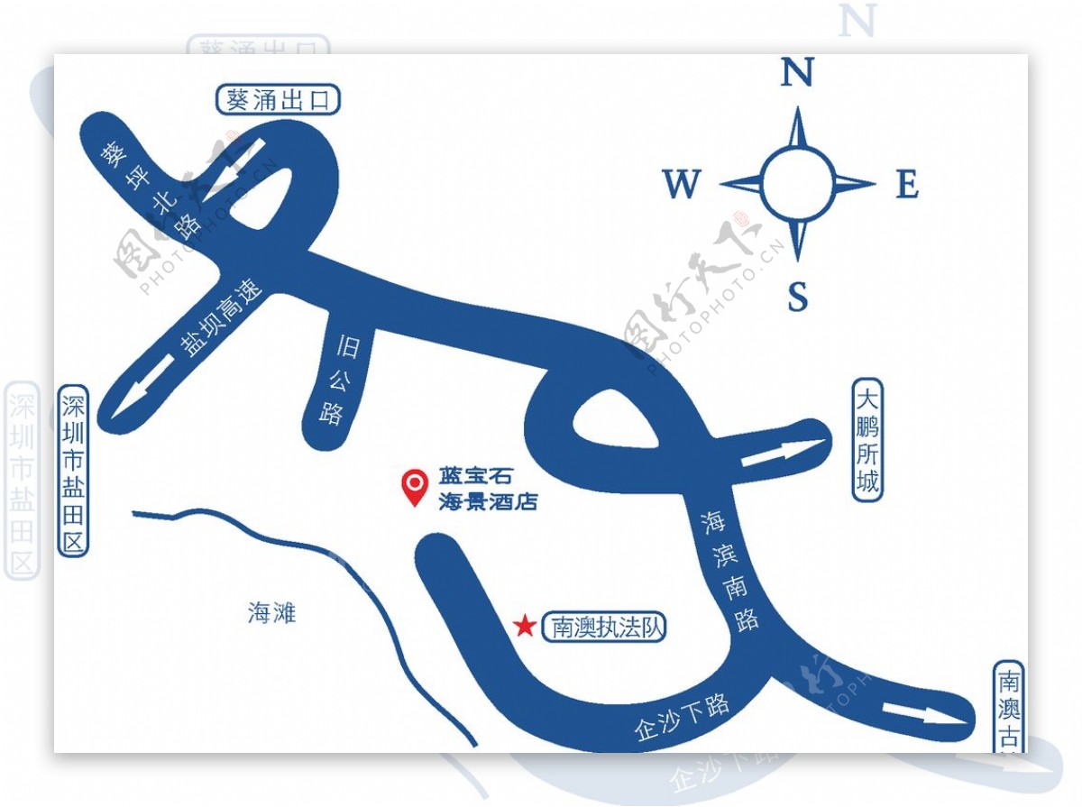 蓝宝石海景酒店地理位置图