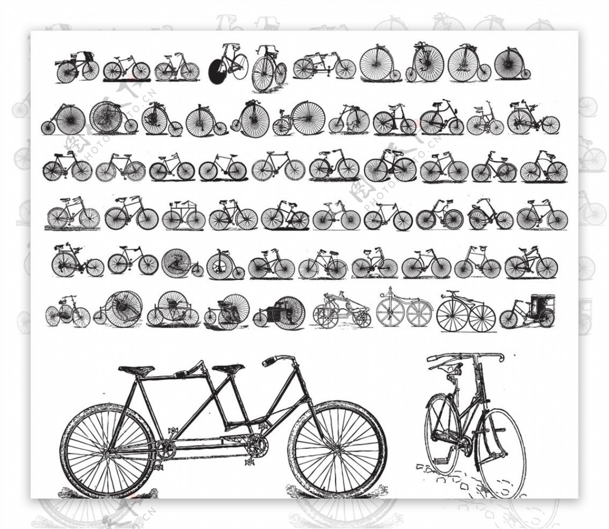 素描线稿自行车
