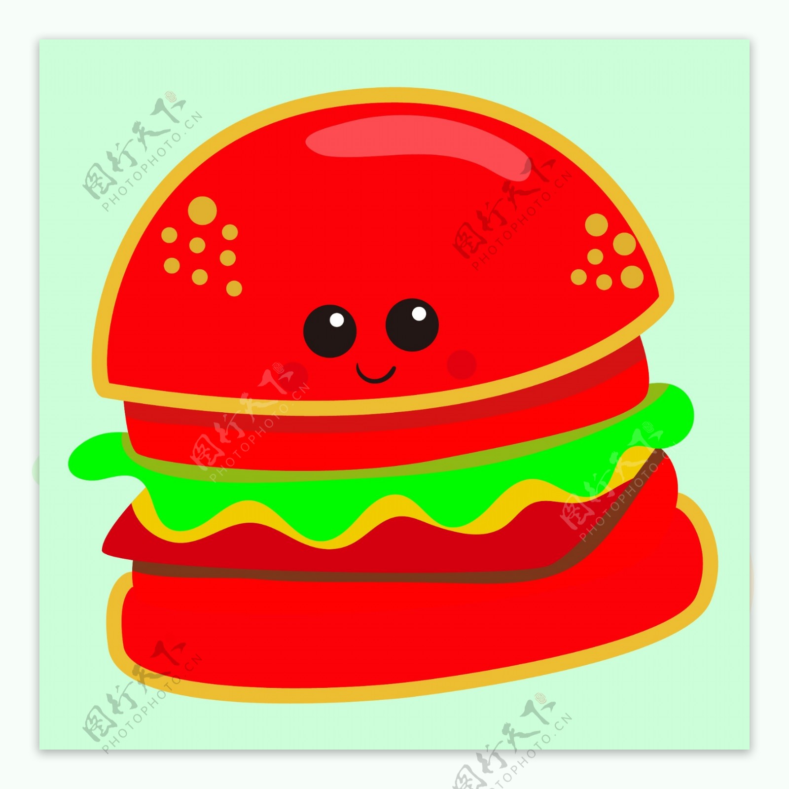 可爱卡通汉堡食物手绘矢量素材