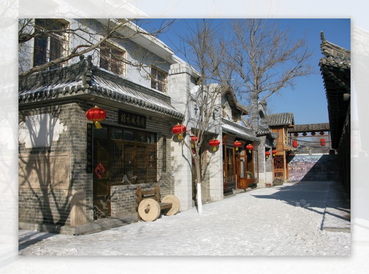 葫芦古镇雪景风景