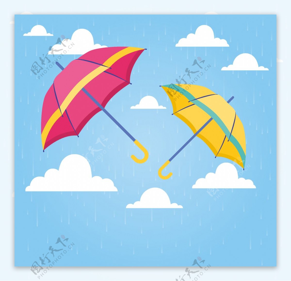 卡通矢量彩虹色雨伞卡通矢量下雪了太阳伞图片素材免费下载 - 觅知网