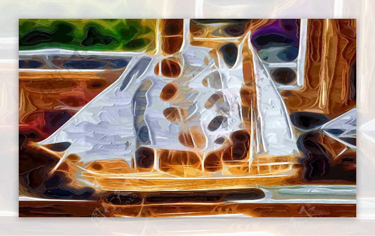 创意抽象几何帆船装饰画