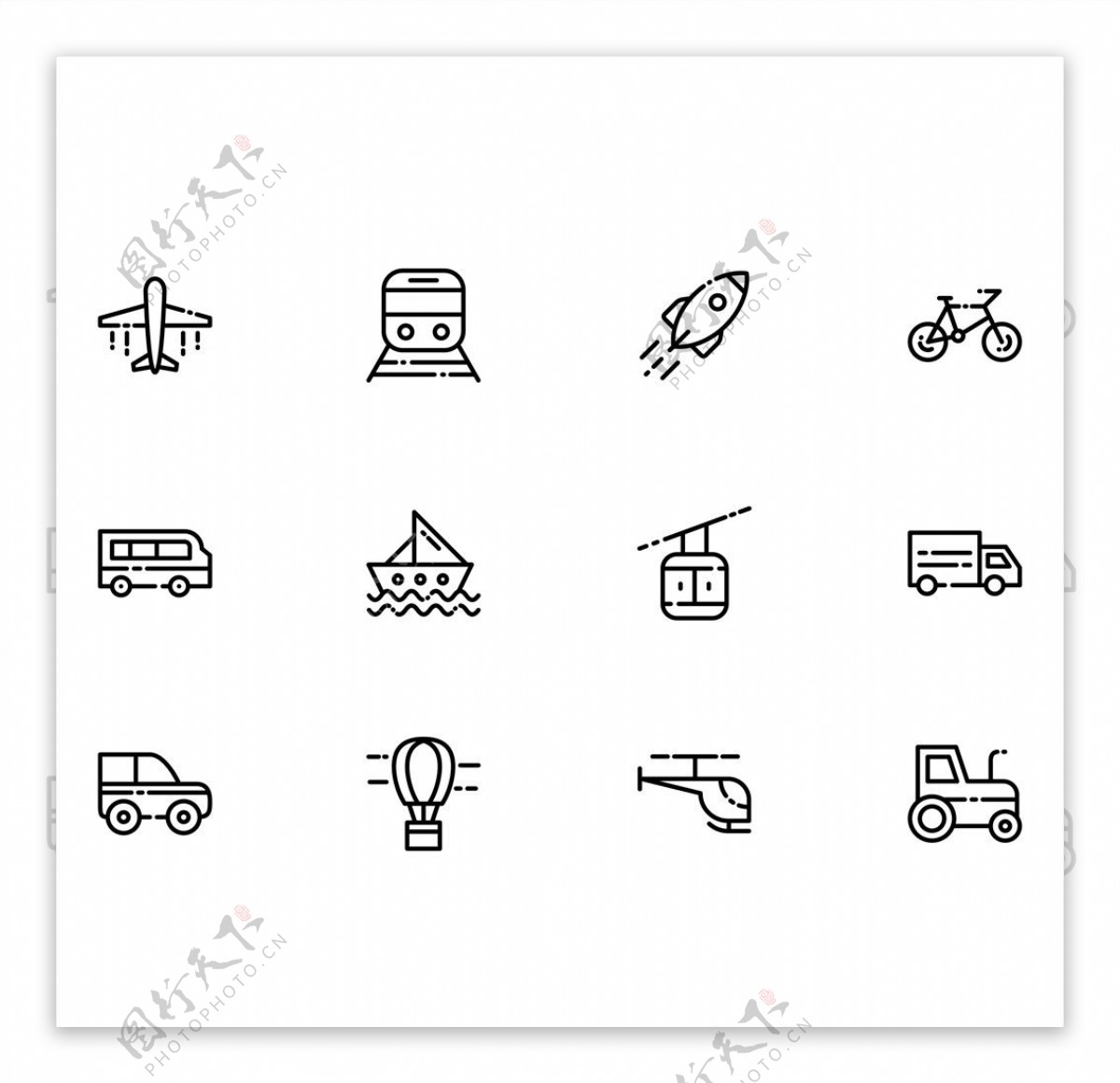 简约线性交通工具icon图标
