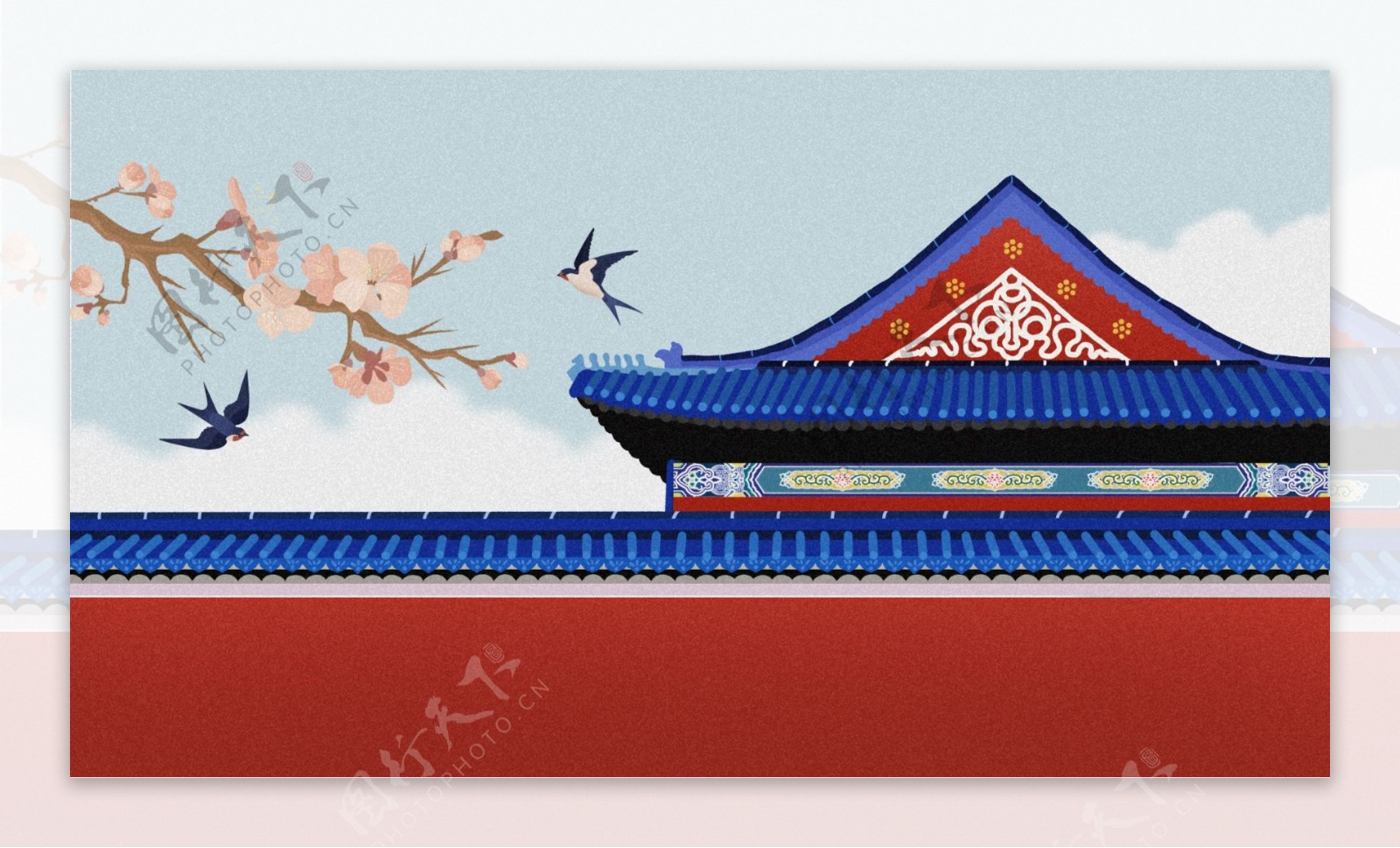 中国风建筑插画