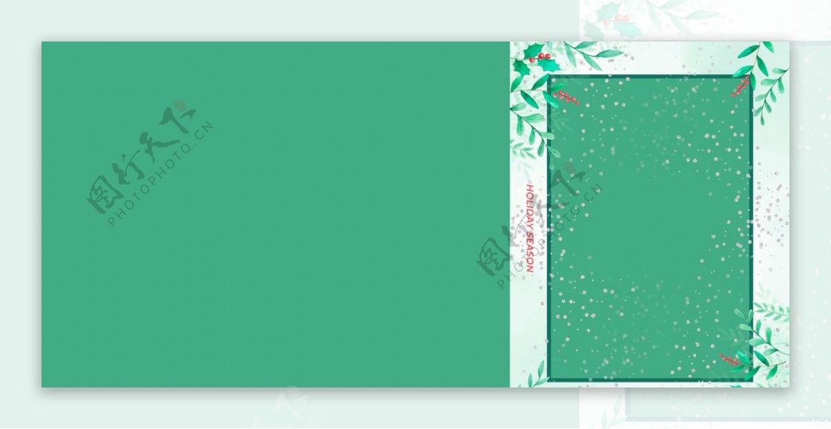 圣诞节绿色贺卡背景