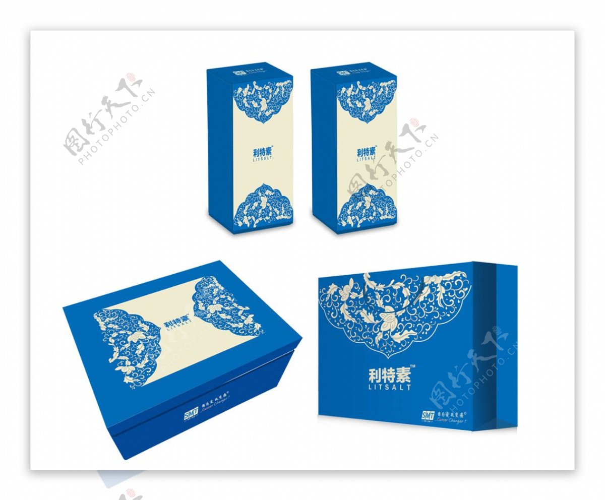 中国风蓝色套装包装设计