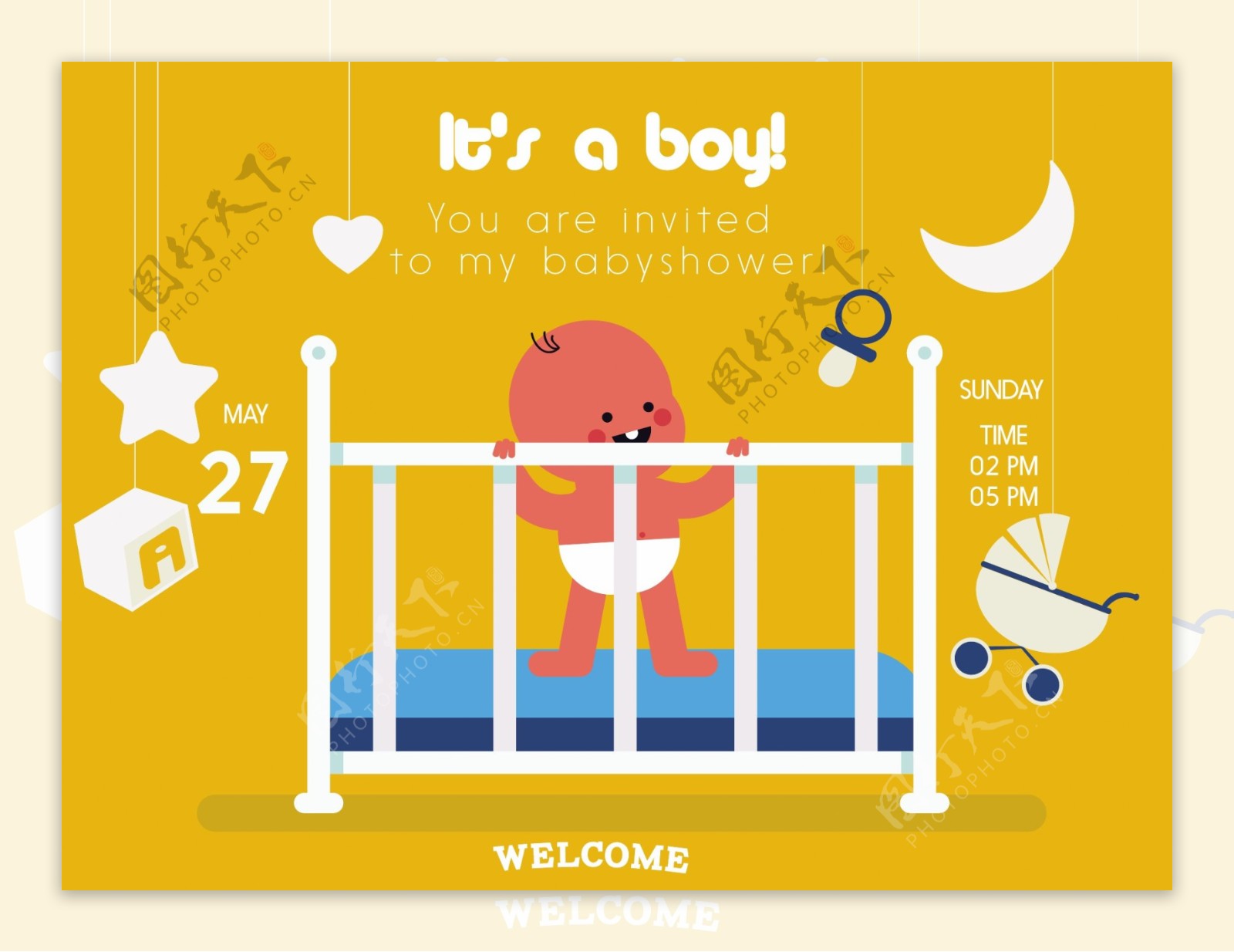 婴儿迎婴海报婴儿床