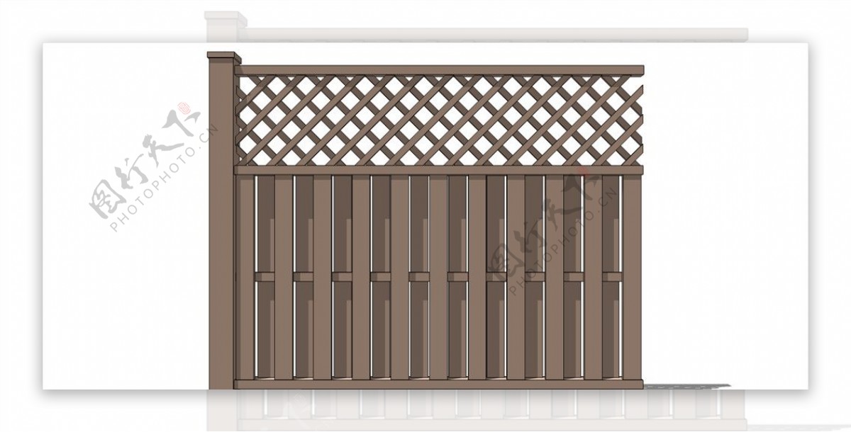 木篱笆围栏室外模型SU模
