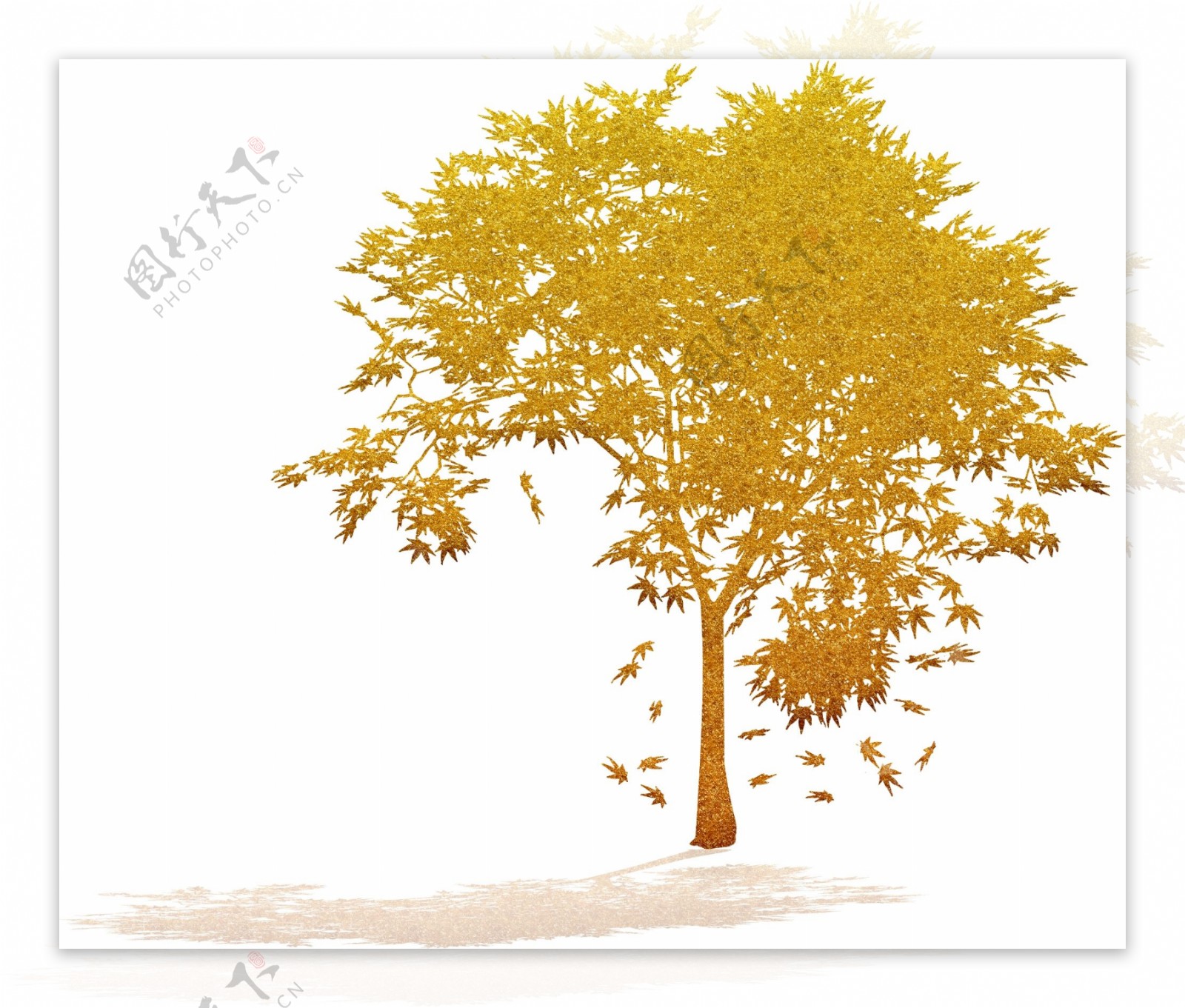 金色树木剪影