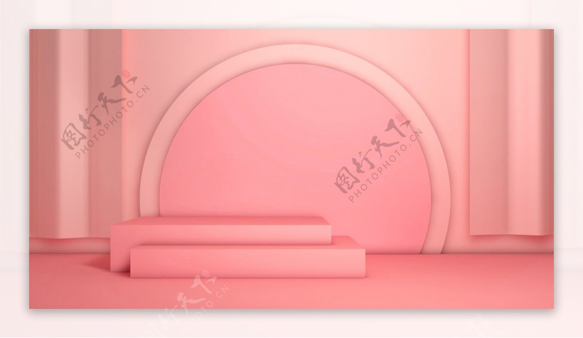 粉色立体主题产品背景素材