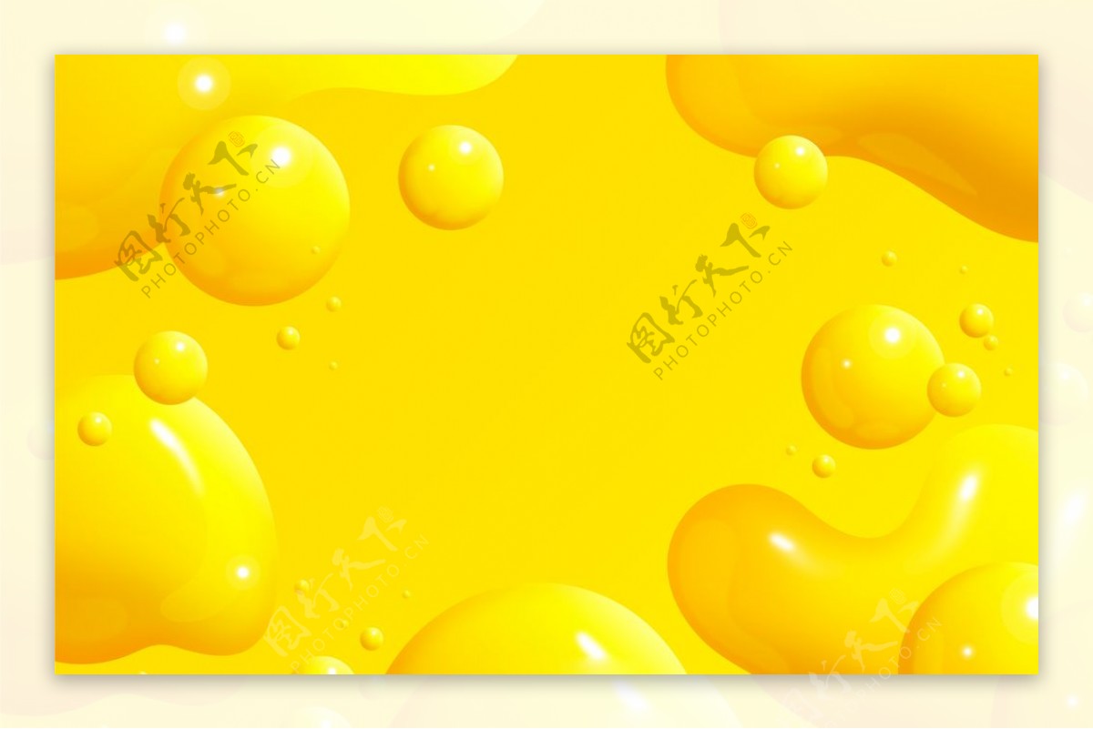 抽象黄色液体气泡背景底纹