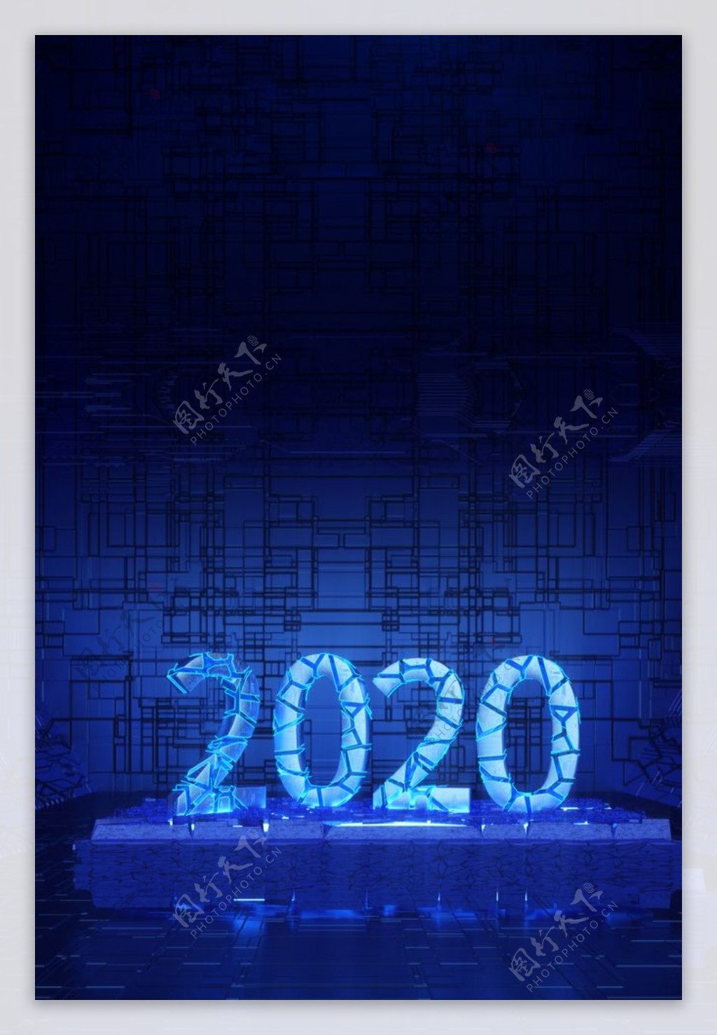 2020蓝色发光商务H5背景