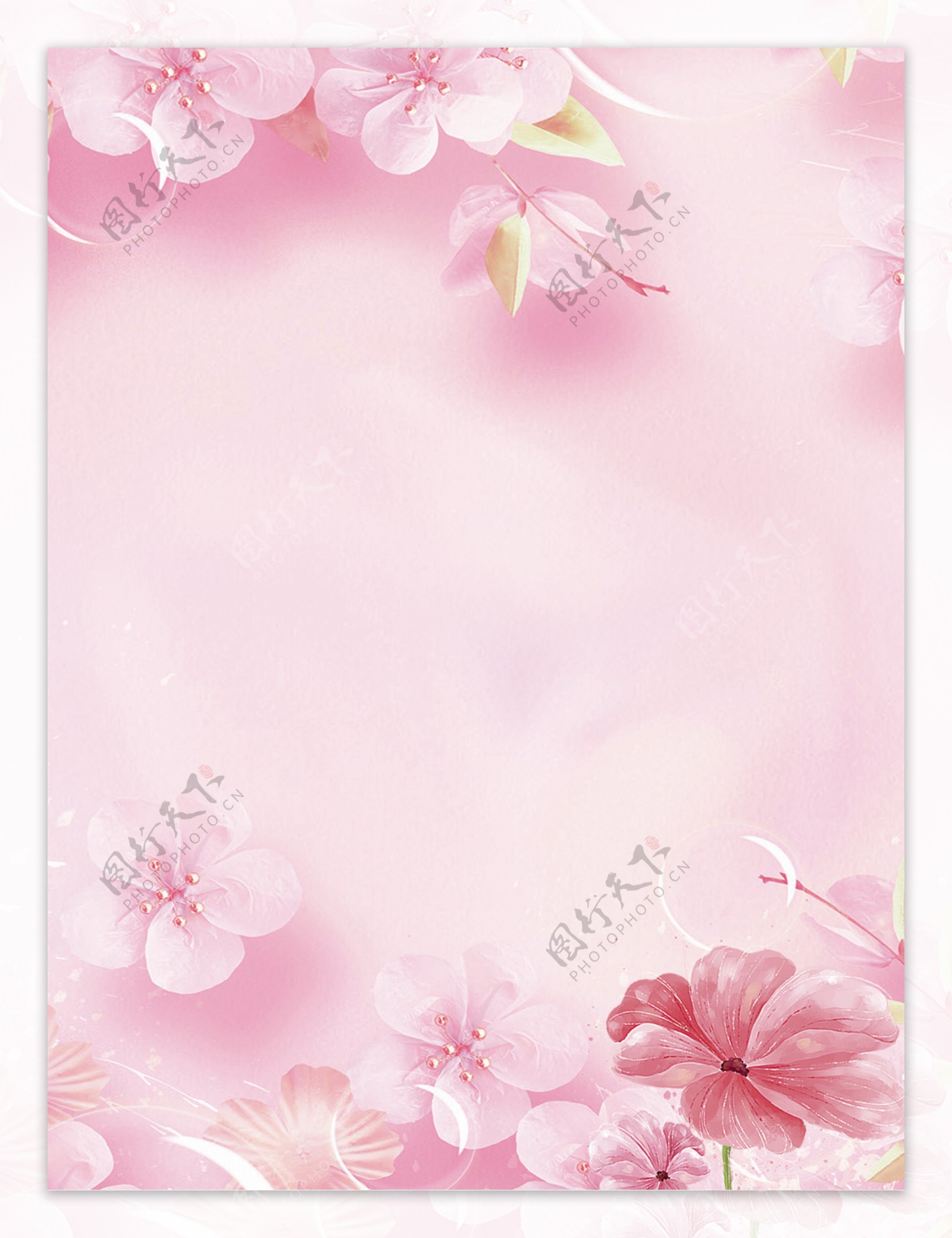 粉色粉花海报背景