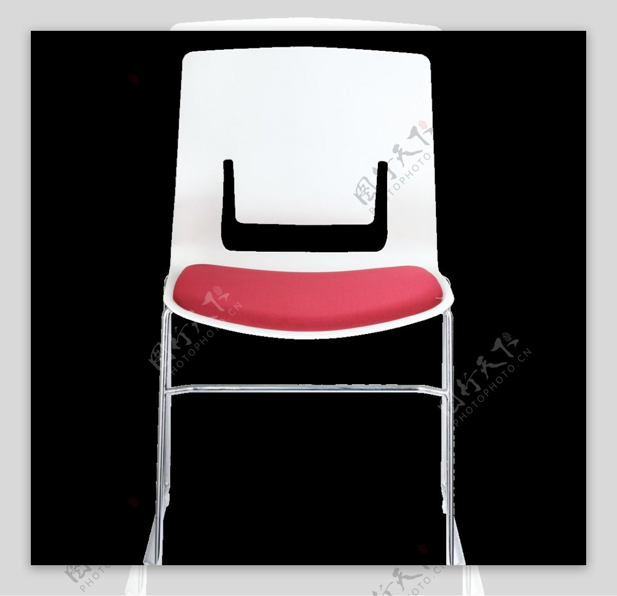 简约时尚红白不锈钢办公椅正面